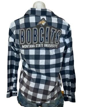 Montana State Bobcat Plaid Flannel Shirt SMALL University Unique Football MSU